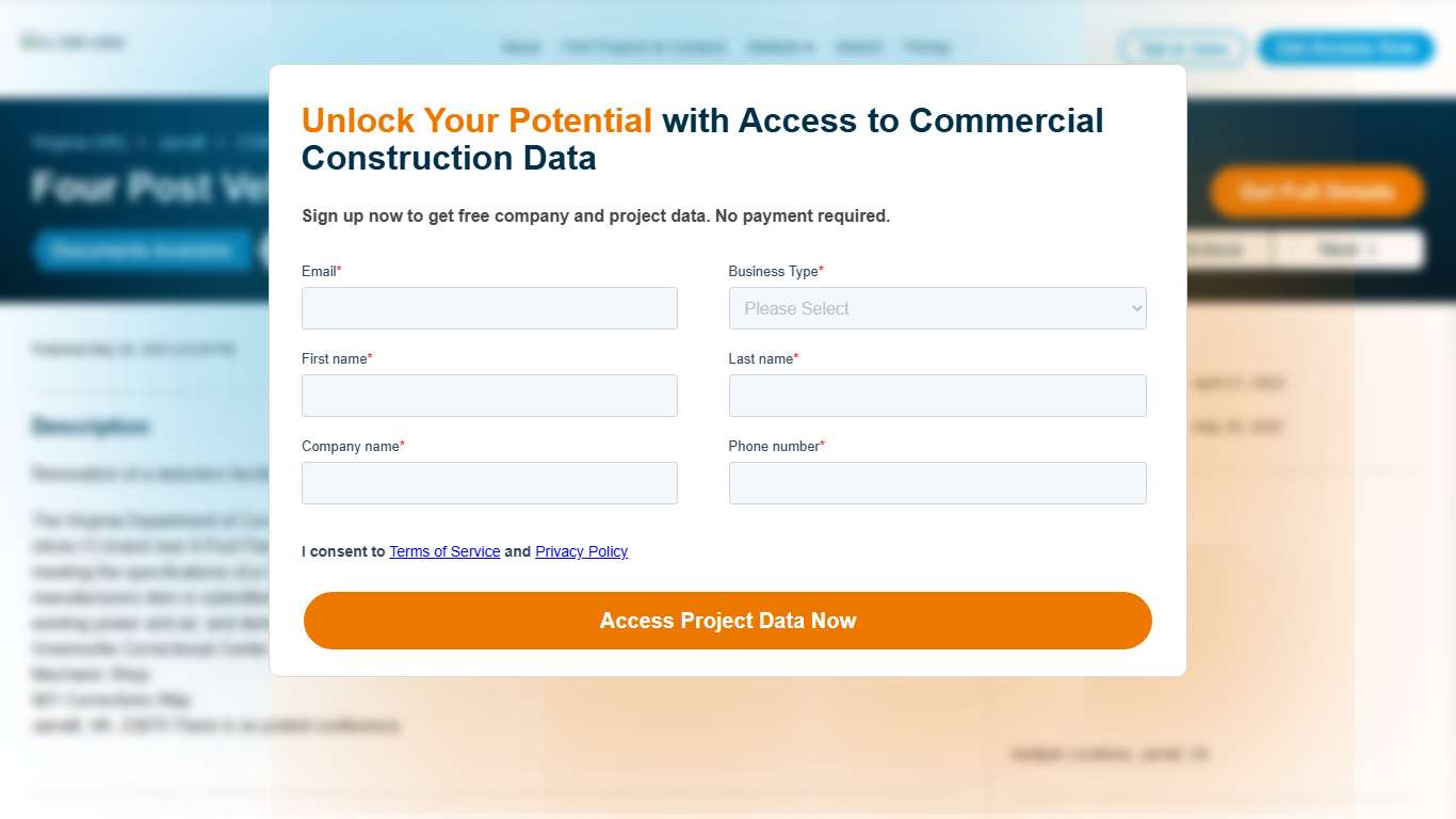 Four Post Vehicle Lift - Furnish and Install