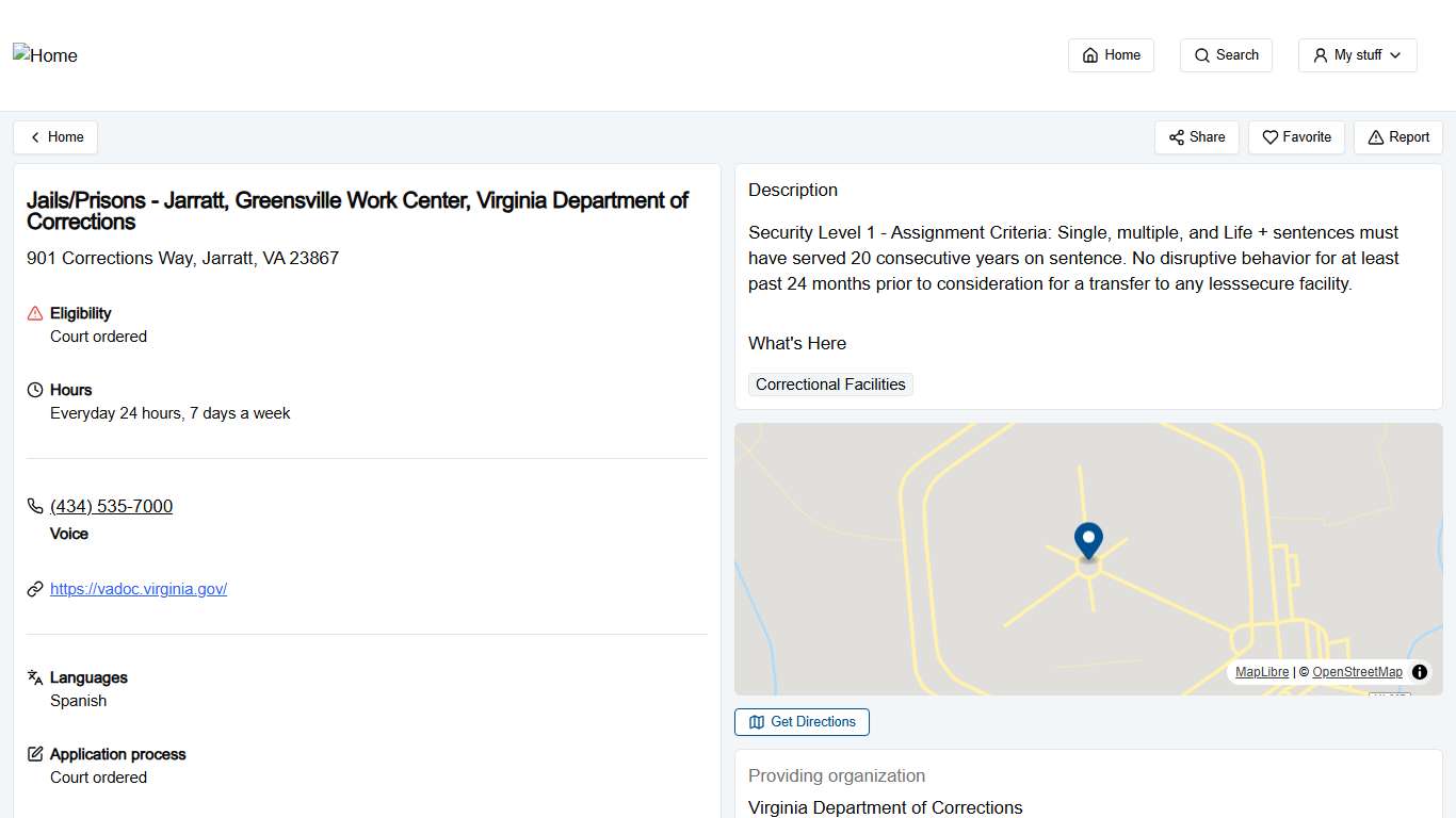 Jails/Prisons - Jarratt, Greensville Work Center, Virginia Department of Corrections