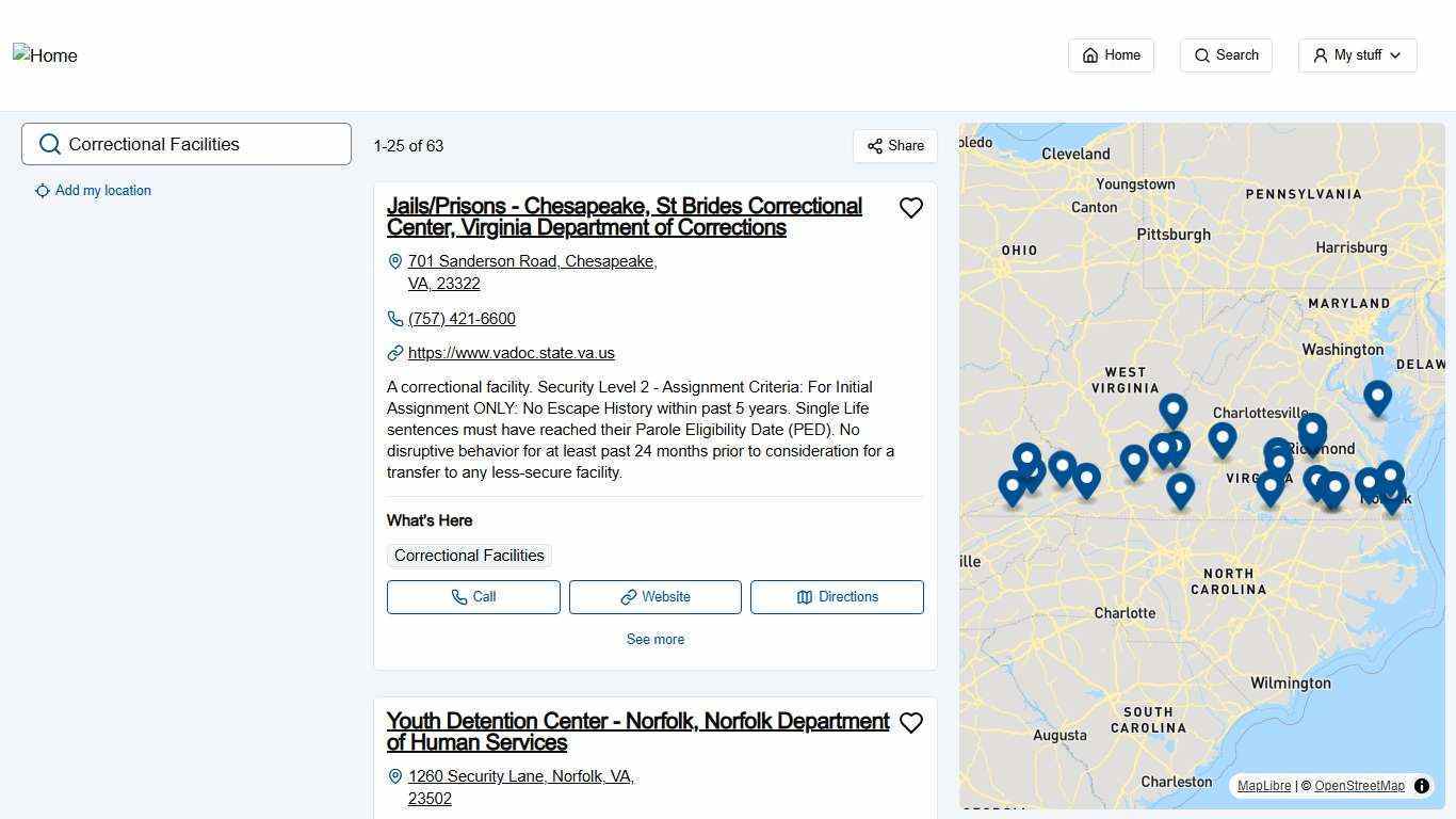 Correctional Facilities - 63 results